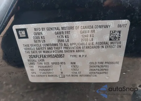 2017 Chevrolet Equinox Lt from USA, damaged, VIN 2GNFLFEK1H6343957